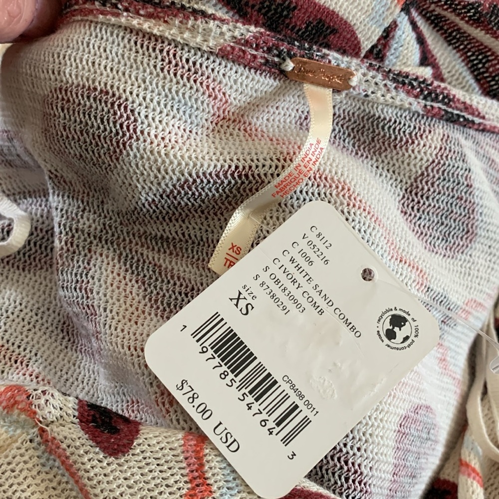 FREE PEOPLE Through The Meadow Top Cardigan White Sand NWT - Picture 8 of 11